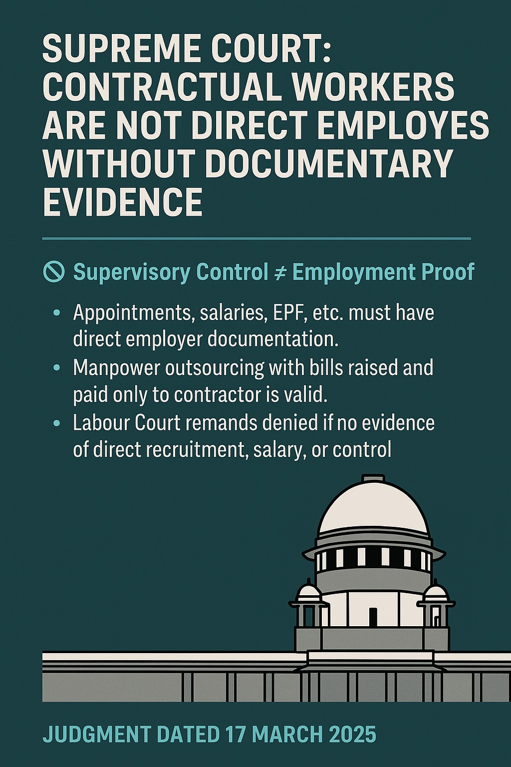 🏛️ Supreme Court Rules in Favour of CBSE: Contractual Workers Are Not Direct Employees Without Documentary Evidence